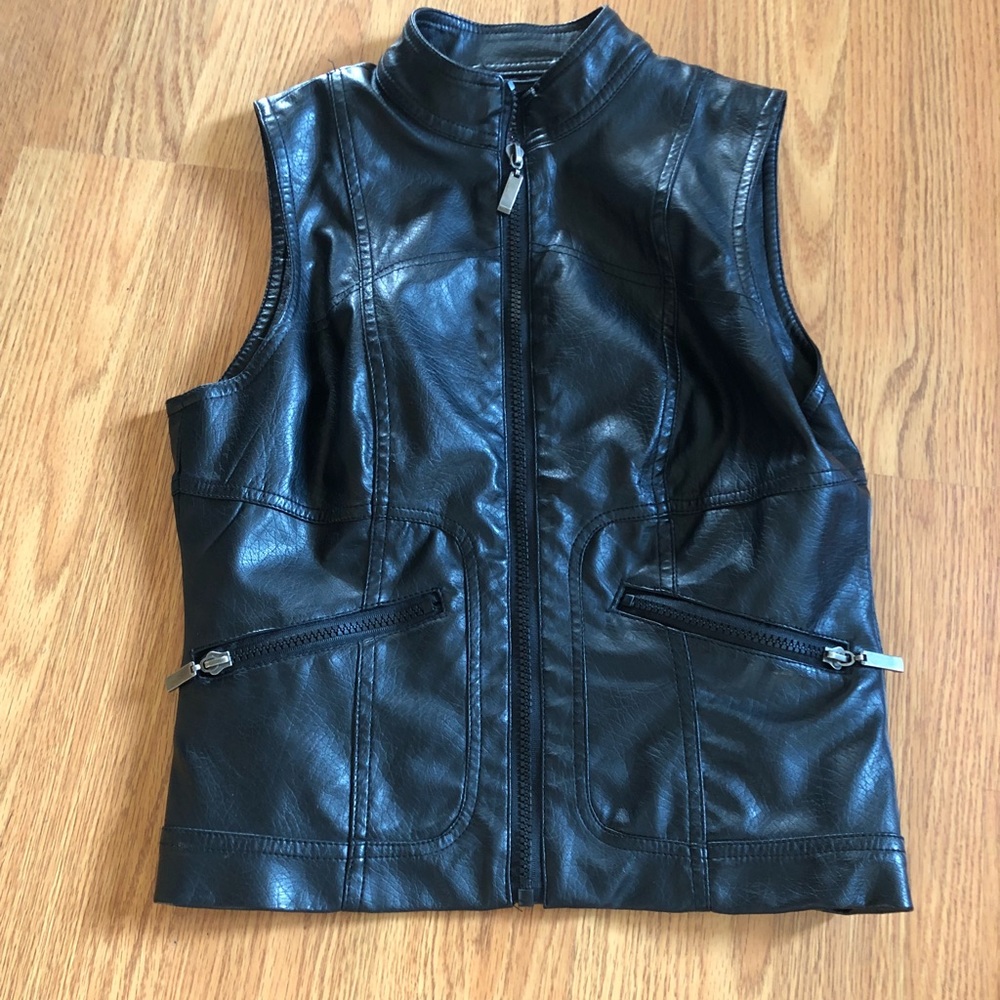 Faux leather vest